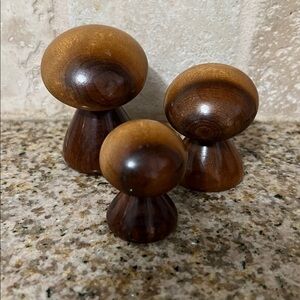 Vintage set of 3 Myrtlewood Wooden Mushroom by Coos Bay Ore.